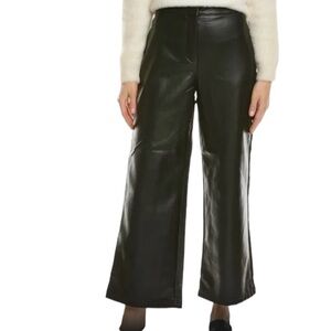 Bagatelle NWT Faux Leather Vegan Wide Leg Cropped Pants Trousers Black Large